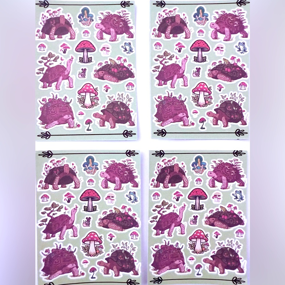 Pink Dinosaur and Mushroom Sticker Set